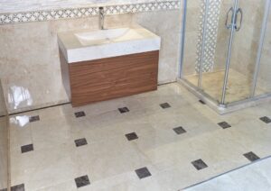 Wet area marble flooring