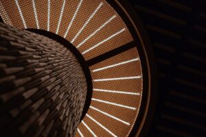 Column with bamboo mosaic in restaurant decoration